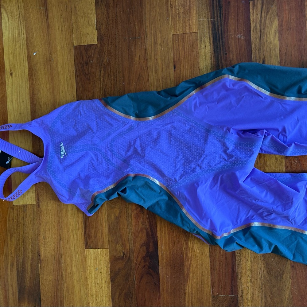 Speedo Purple and Gold One Piece Swimwear Racerback